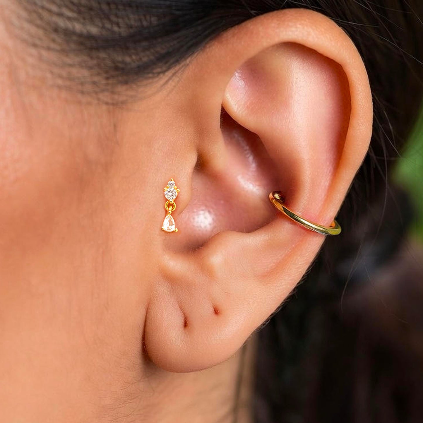 CZ Dangle Threaded Labret