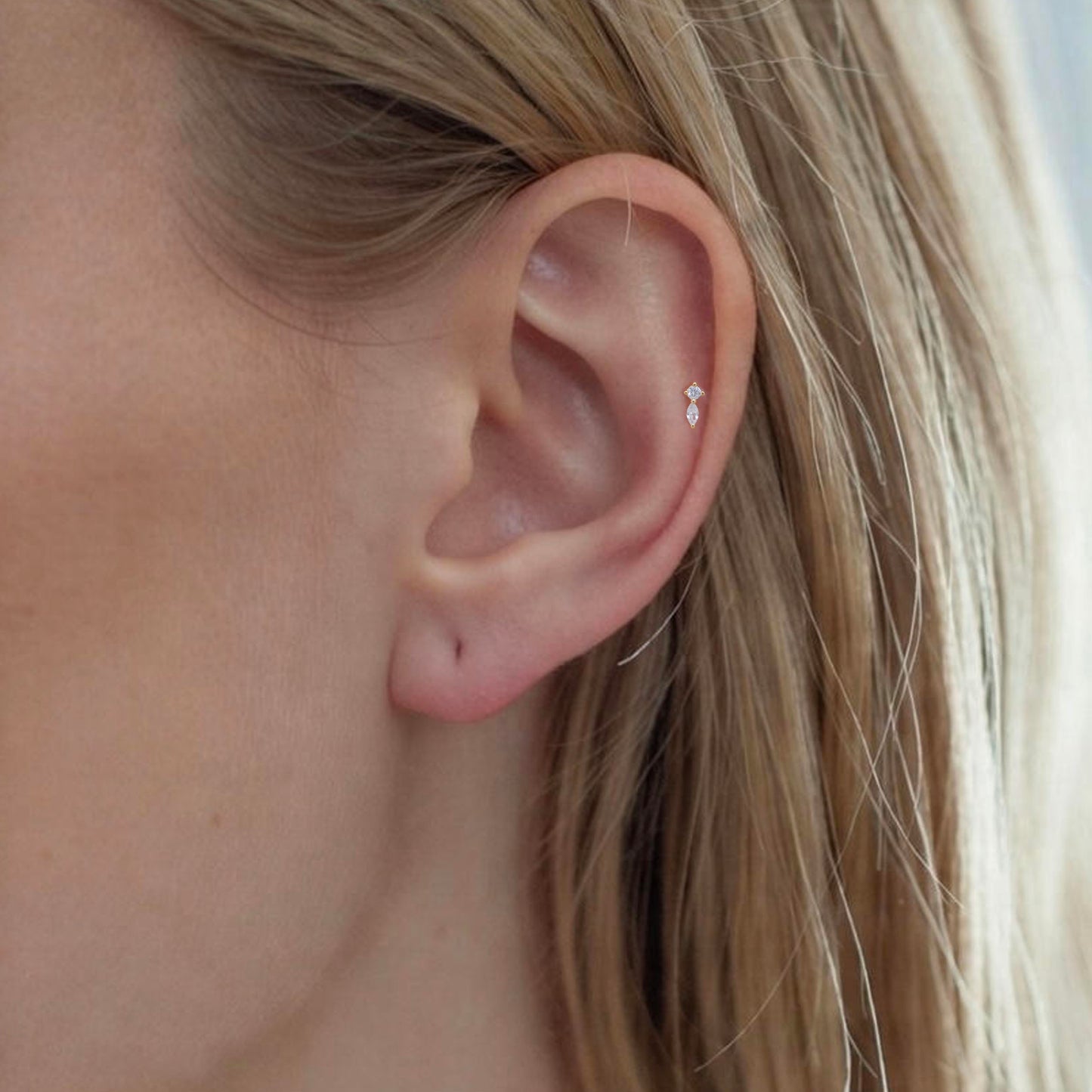 Round & Marquise Duo Threaded Labret