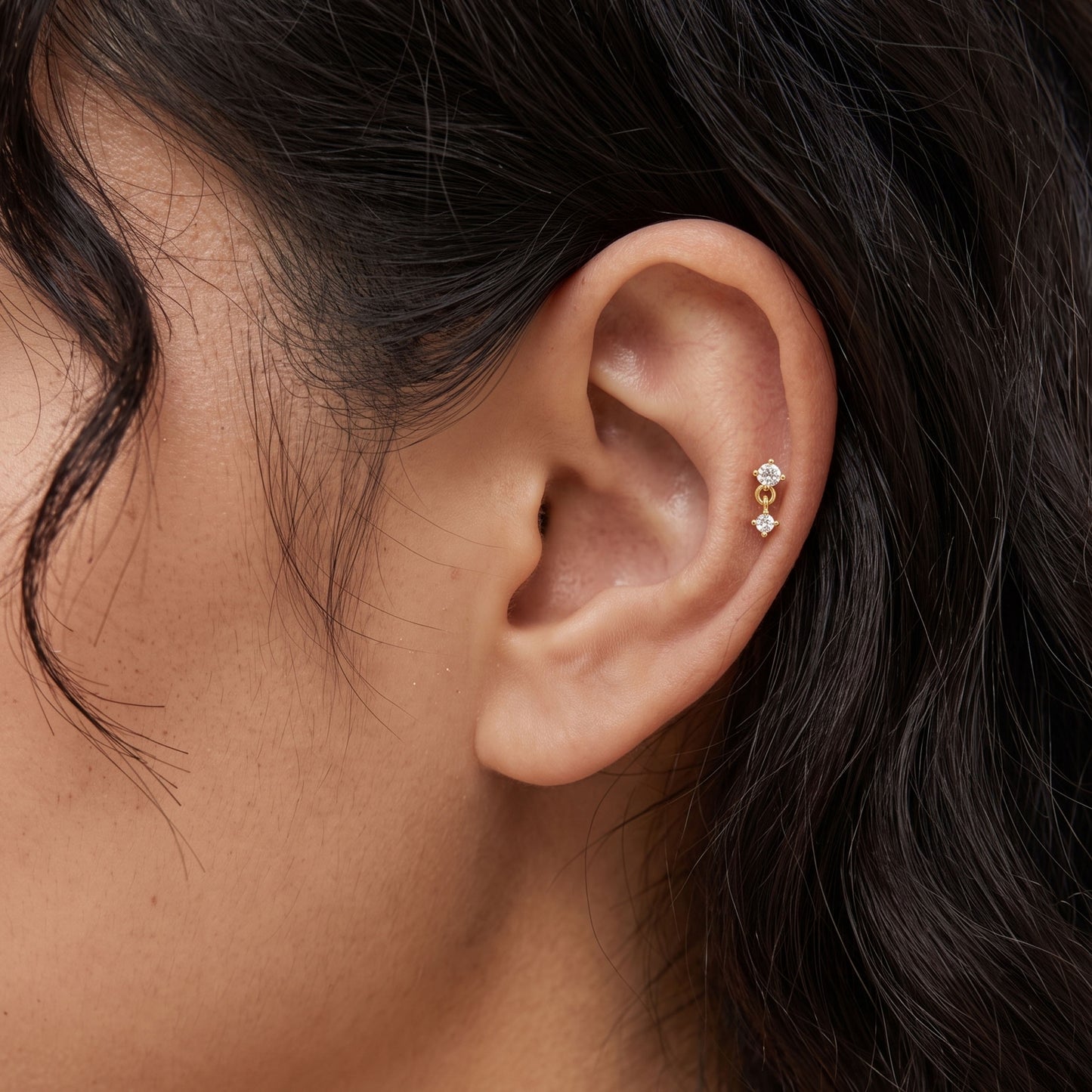 CZ Dangle Threaded Labret