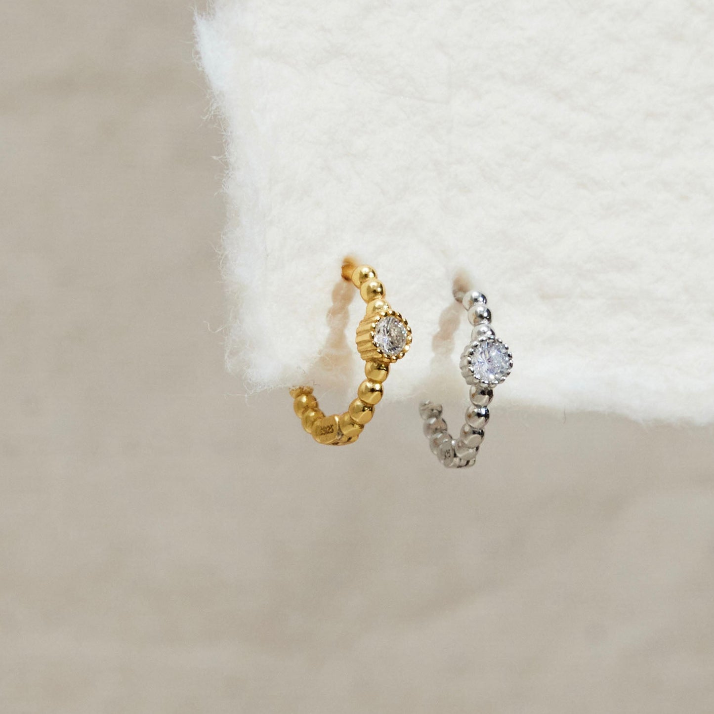 Cz Beaded Hoop