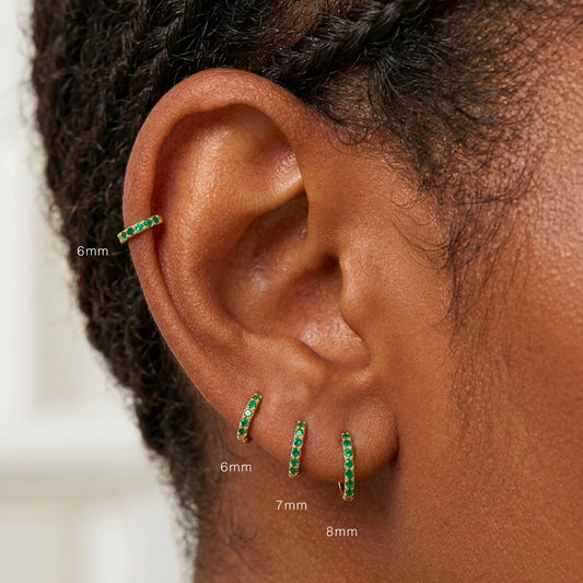Emerald huggie hoop