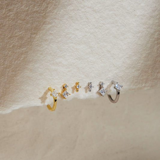 Cz  Huggie Hoop Set
