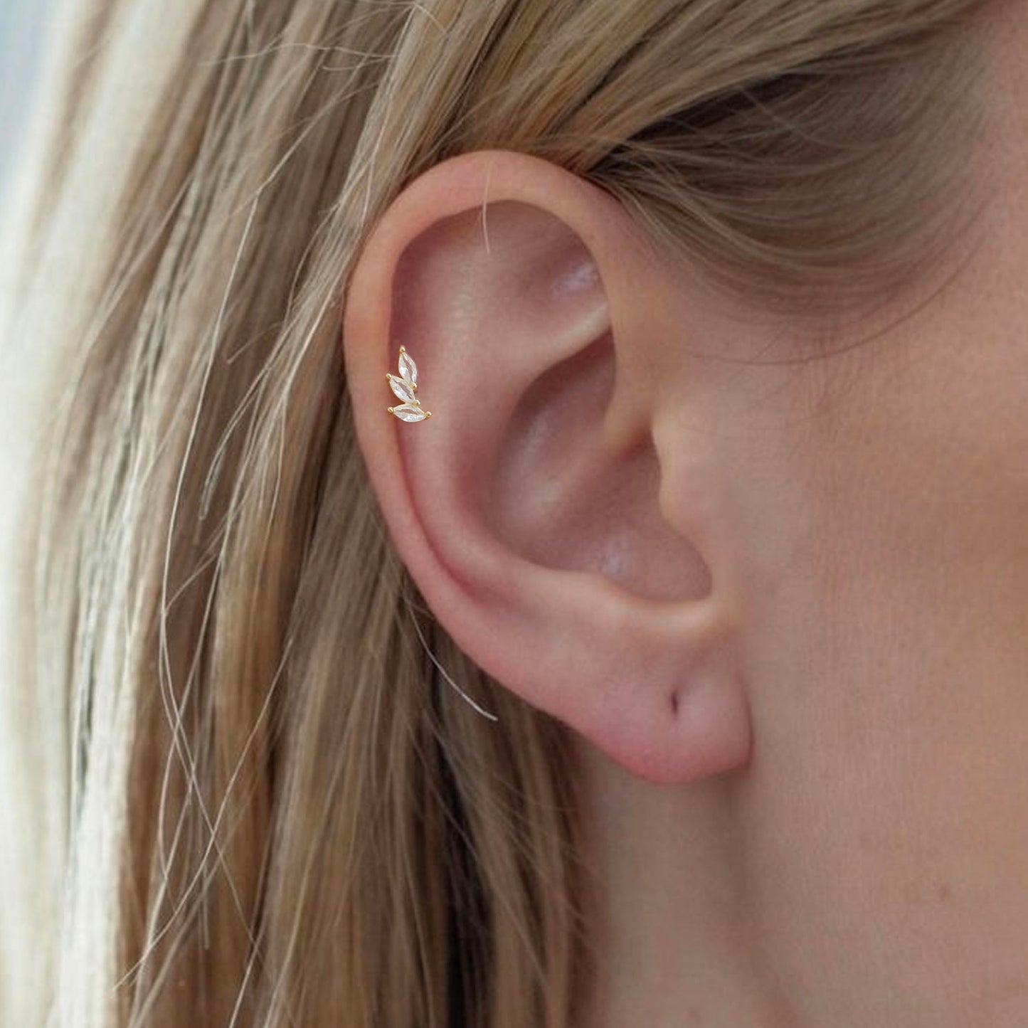 CZ Leaf Threaded Labret