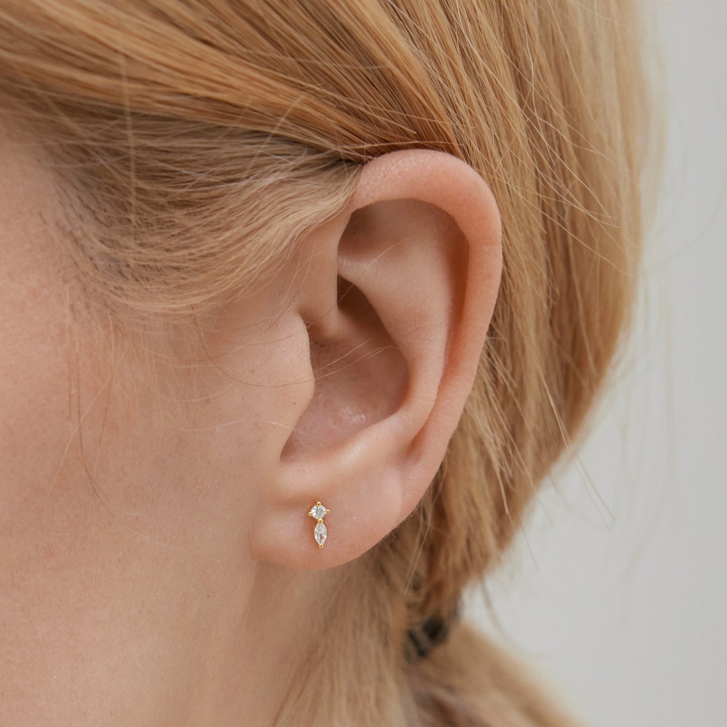 Round & Marquise Duo Threaded Labret