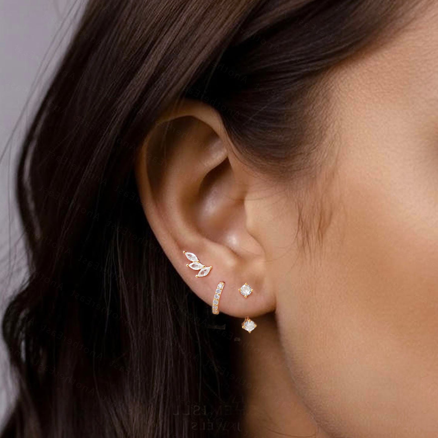 CZ Leaf Threaded Labret