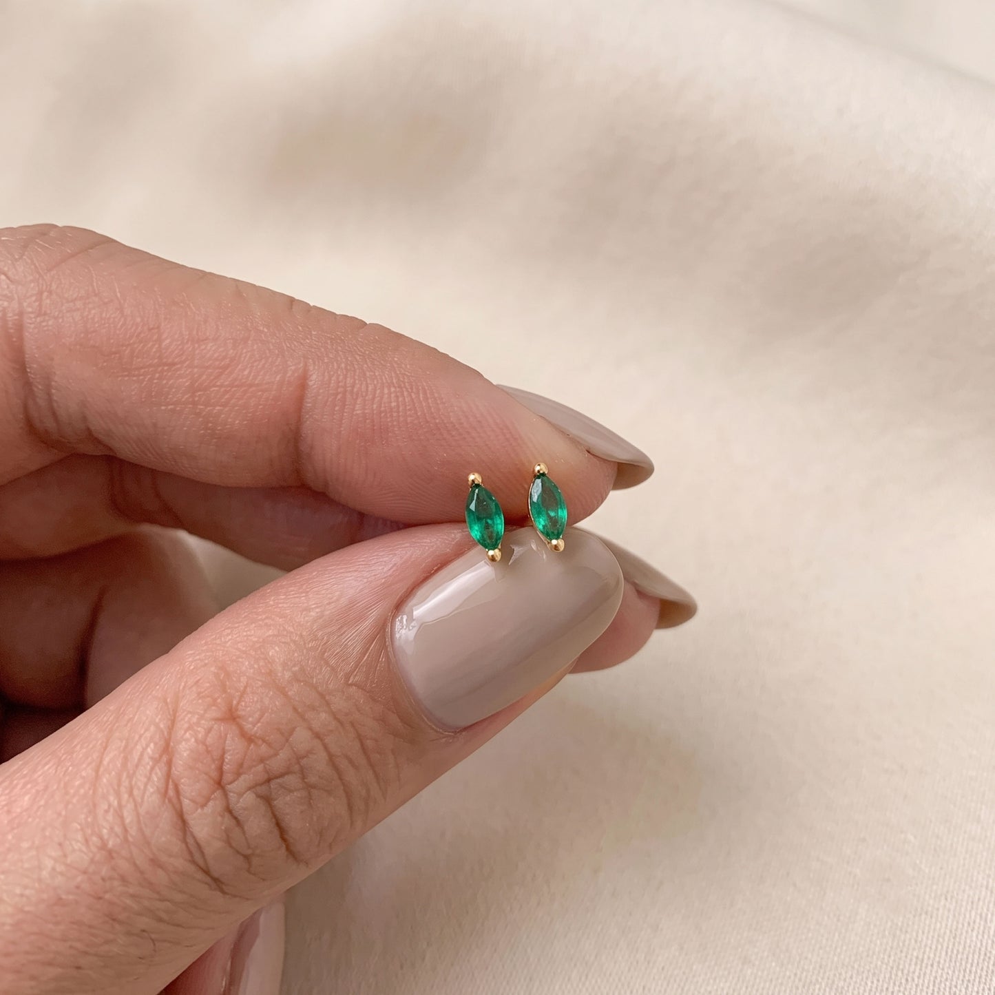 Emerald Marquise Stud