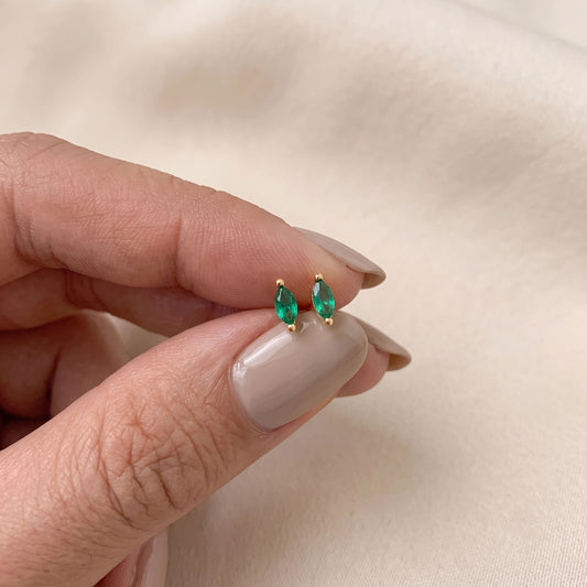 Emerald Marquise Stud