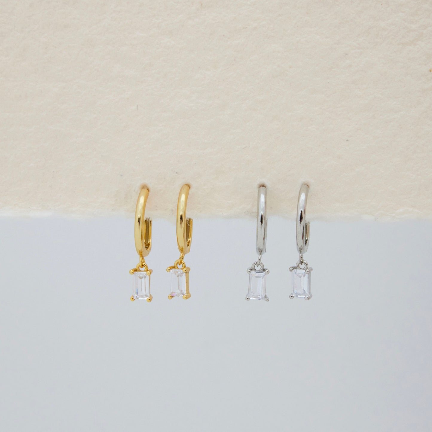 Baguette Dangle Hoop
