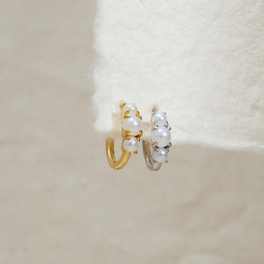 Pearl Huggie Hoop