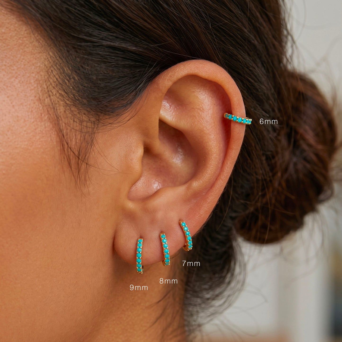 Turquoise huggie hoop