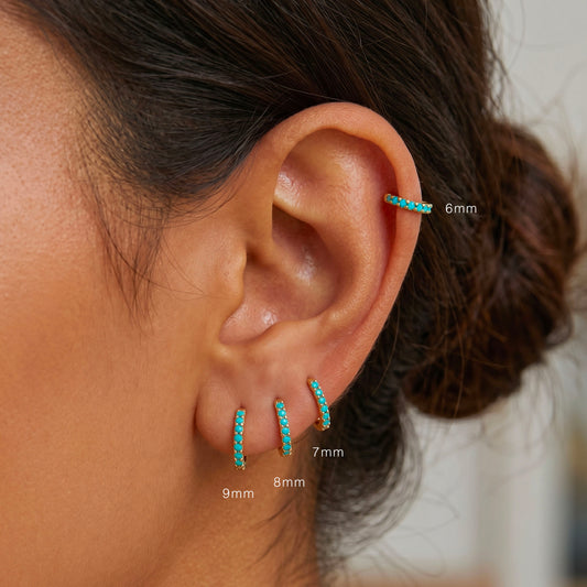 Turquoise huggie hoop